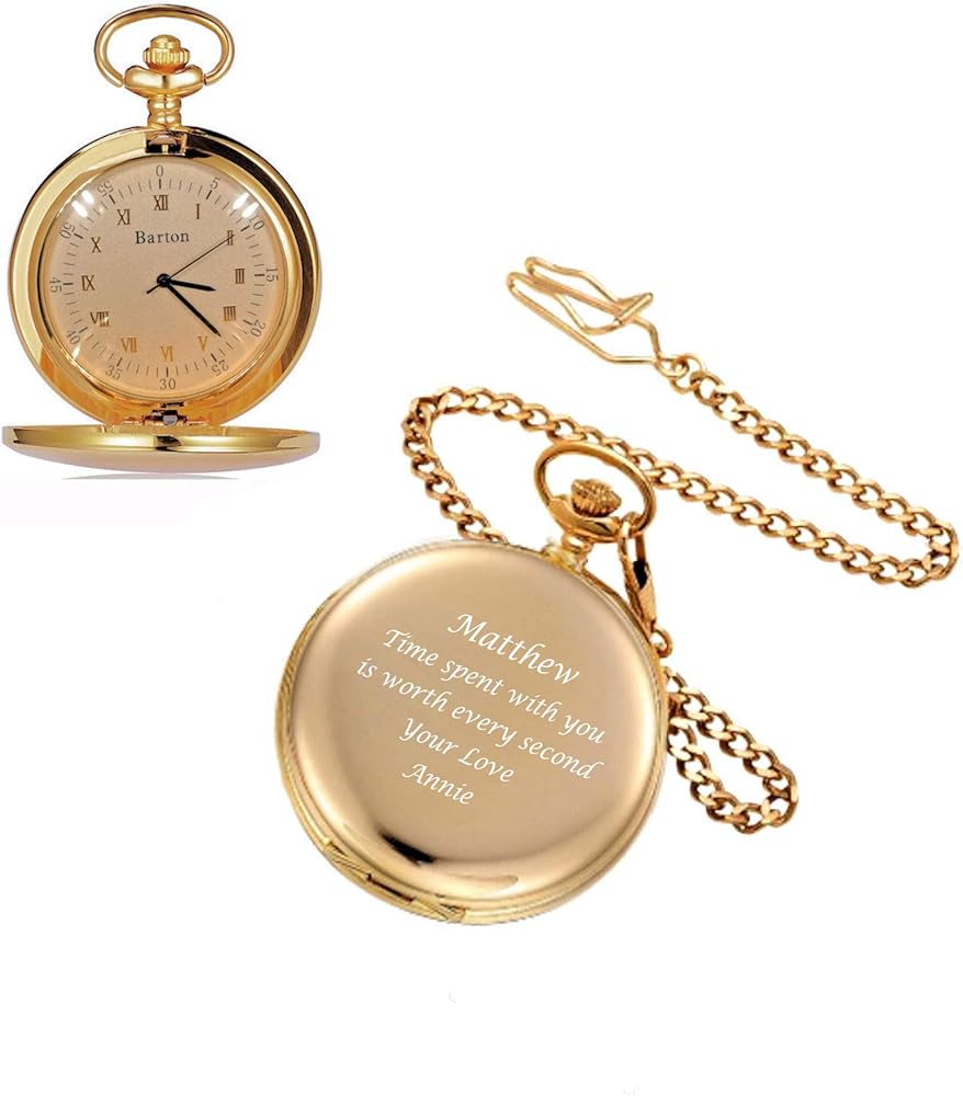 Amazon.com: Personalized Gold Plated Pocket Watch Custom Engraved