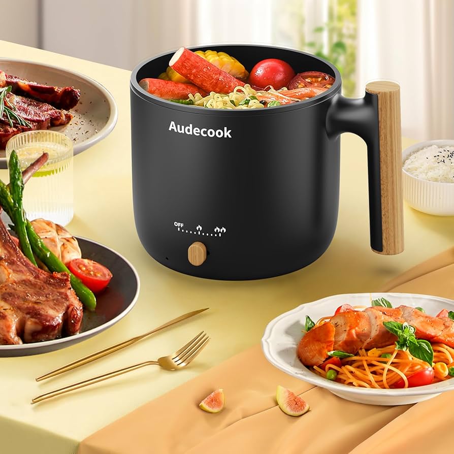 Amazon.com: Audecook Hot Pot Electric with Steamer, 1.8L Portable