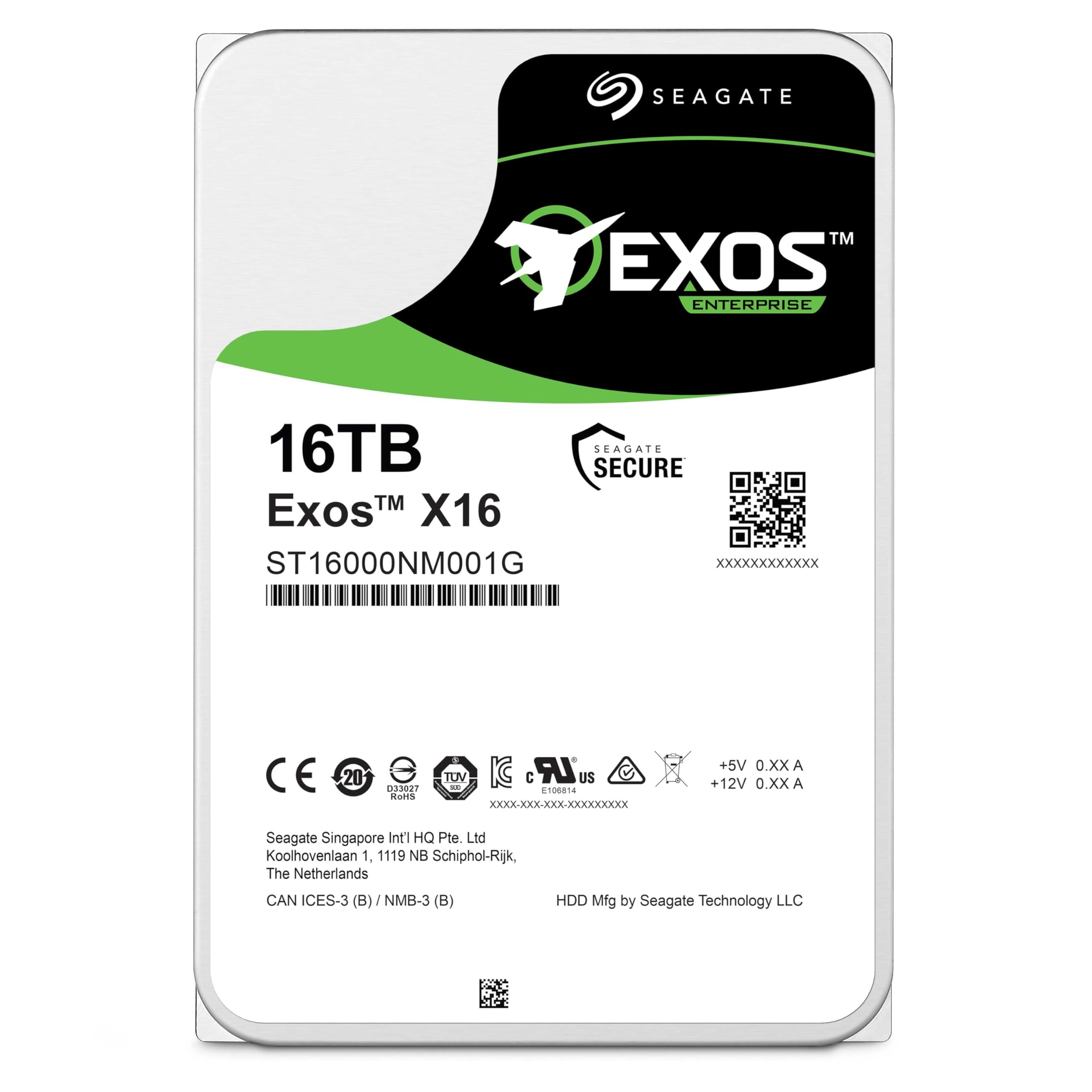 Seagate HDD de 16 TB Exos X16 7200 RPM 512e/4Kn SATA 6Gb/s 256MB