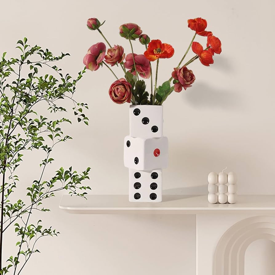 Amazon.com: XMMEIMK Dice Vase White Ceramic Vase for Home Decor, 8