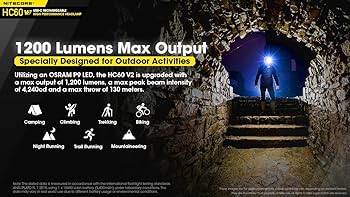 Amazon.co.jp: NITECORE HC60v2 ヘッドライト 1200ルーメン : スポーツ