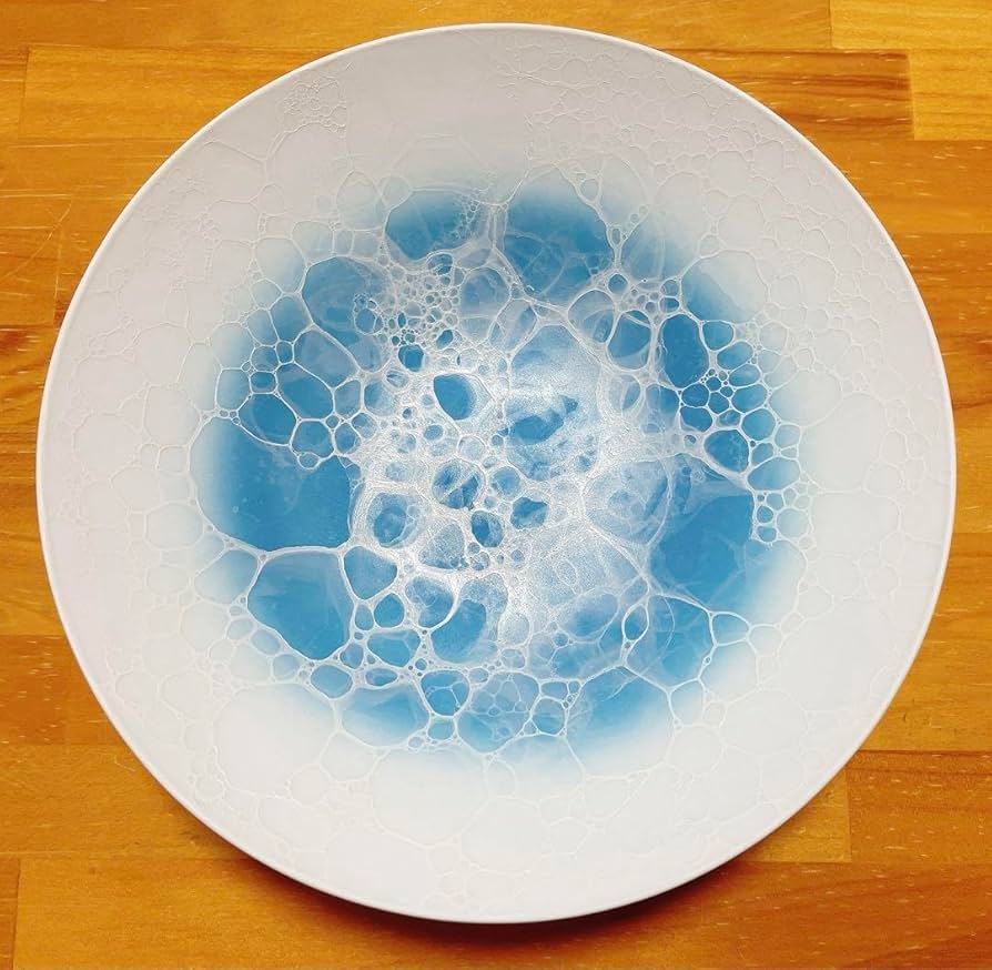 Amazon.co.jp: 有田焼 やま平窯 泡シリーズ ボウル お皿 18cm 青 水色