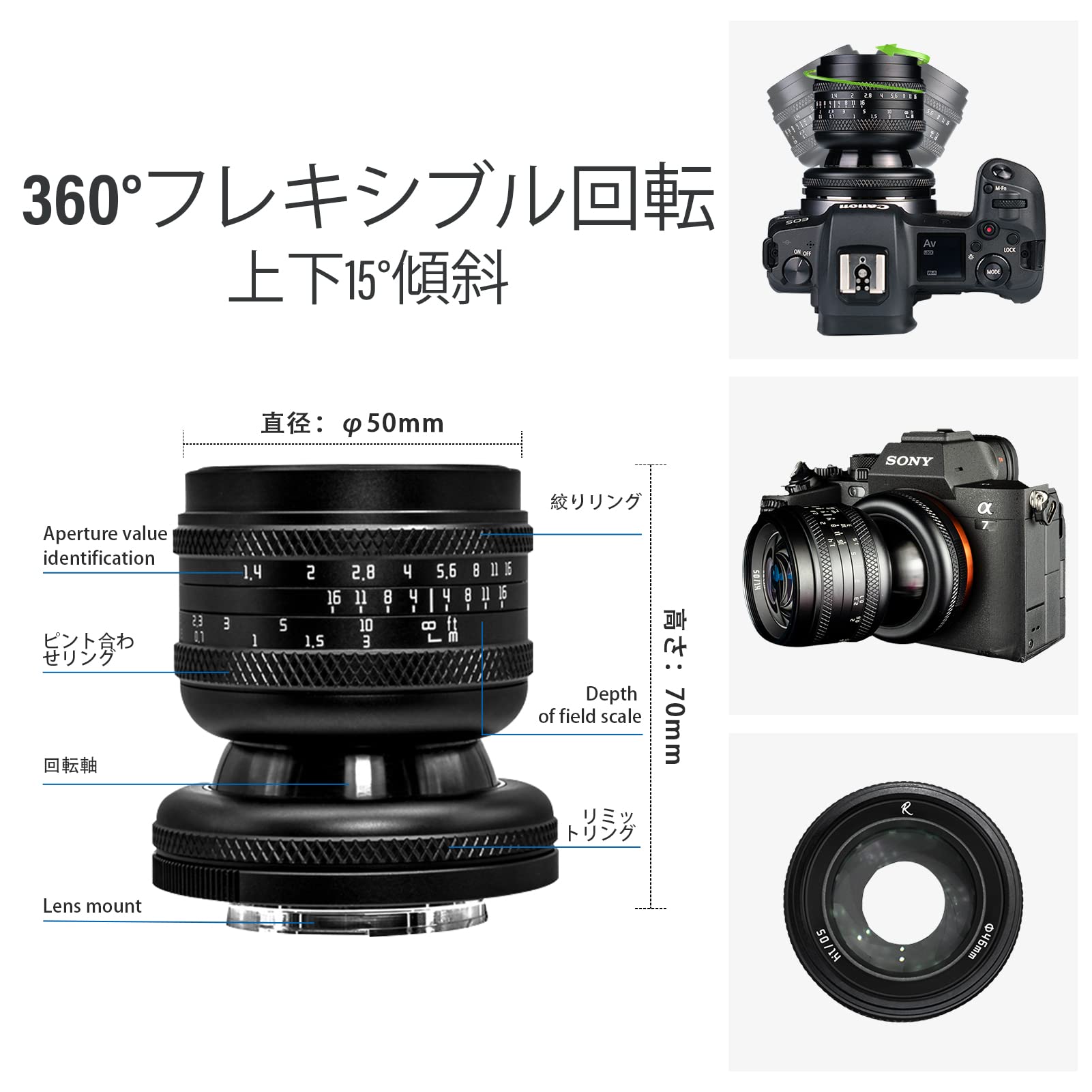 Amazon | AstrHori 50mmF1.4ミニチュア効果のあるは、チルトレンズと