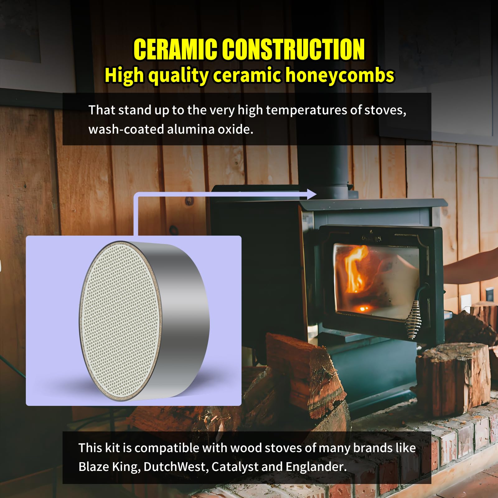 Amazon.co.jp: Ytpoools Hearth 薪ストーブ 触媒燃焼器、14.8 cm x 5.1