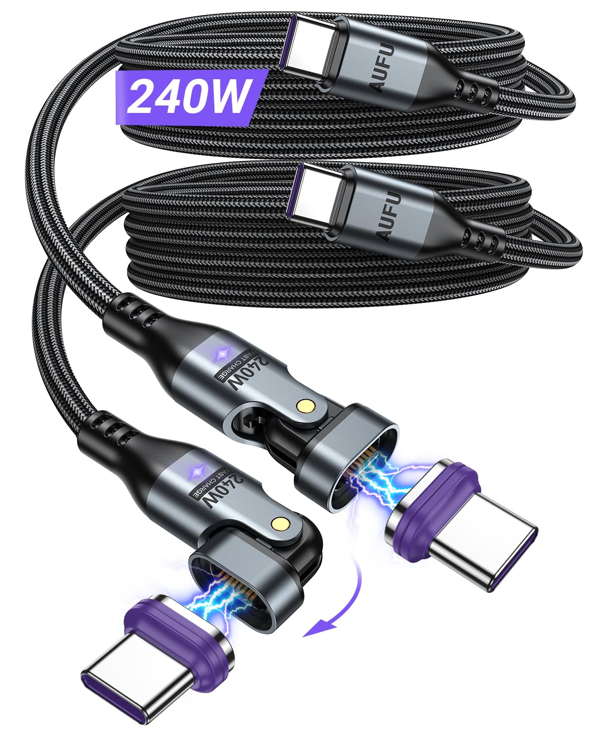 Amazon.co.jp: AUFU USB C ケーブル マグネット 240W 180度回転 16pin