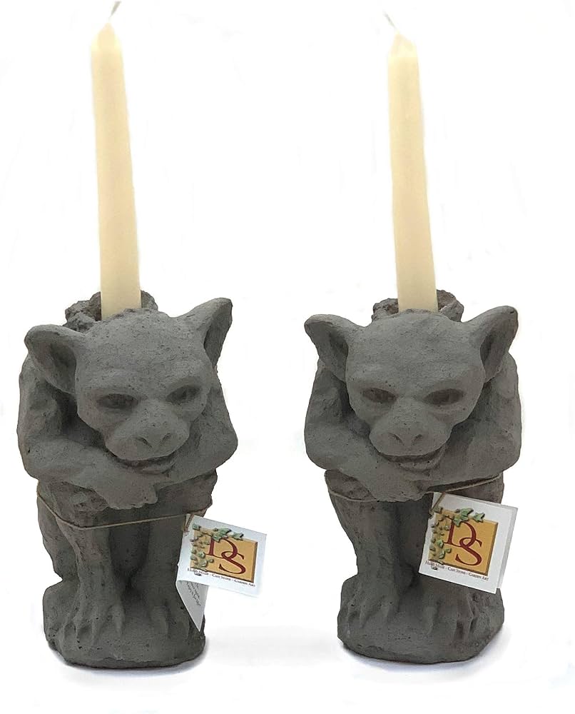Amazon.co.jp: 座っているガーゴイルキャンドルホルダー ペア: 丈夫な