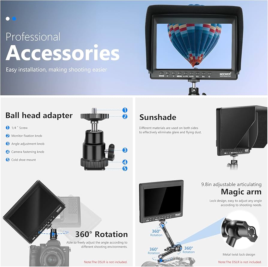 Amazon | Neewer F100 7inch 1280x800 IPSスクリーンカメラフィールド