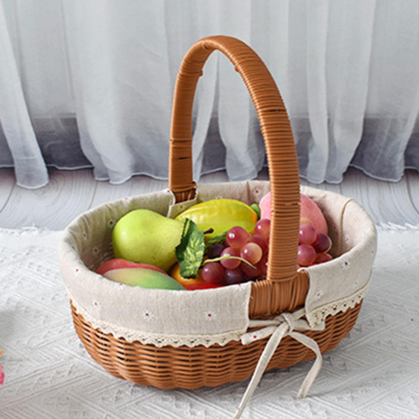 Amazon｜NJNEW ピクニックバスケット パンバスケット M 籐かご 持ち手