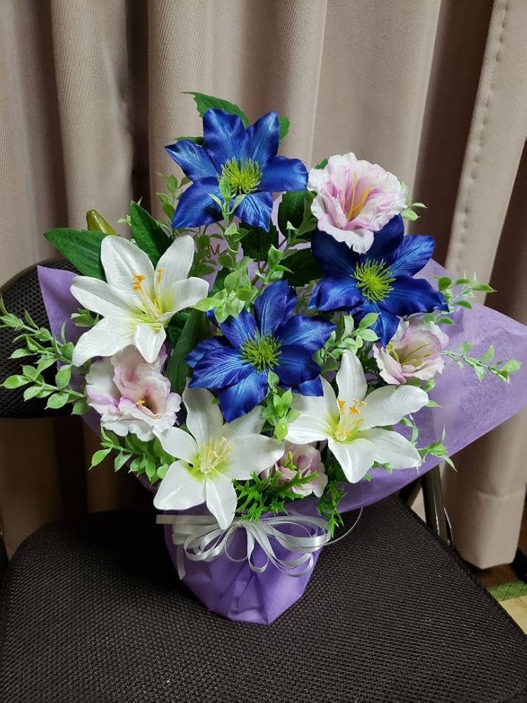 Amazon｜仏花 御供え花 造花 クレマチス、百合、トルコキキョウ