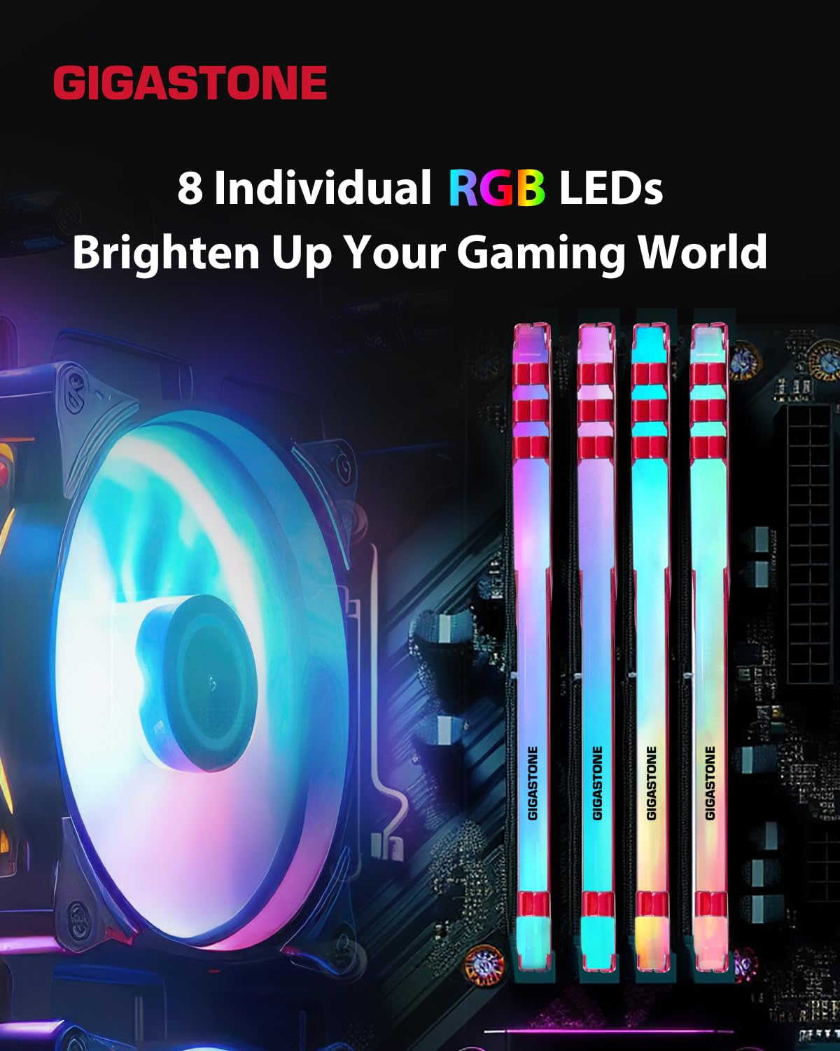 RGB DDR4 RAM】 GIGASTONE Game Turbo 32GB Kit (2x16GB) DDR4 3200MHz