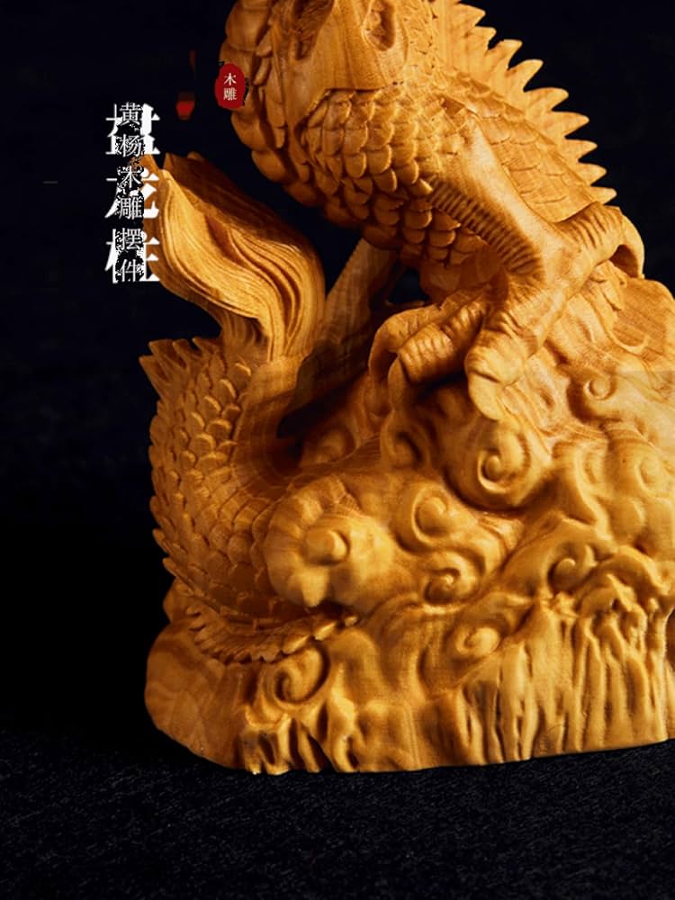 Amazon.co.jp: 木彫り 龍 昇龍 置物 一刀彫 神龍 フィギュア 厄除け龍