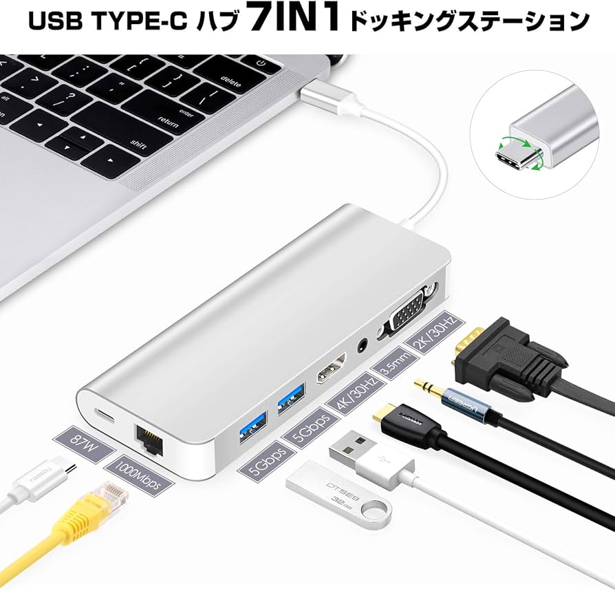 Amazon.co.jp: USB Cハブ 7-IN-1、USB Cハブマルチポートアダプター
