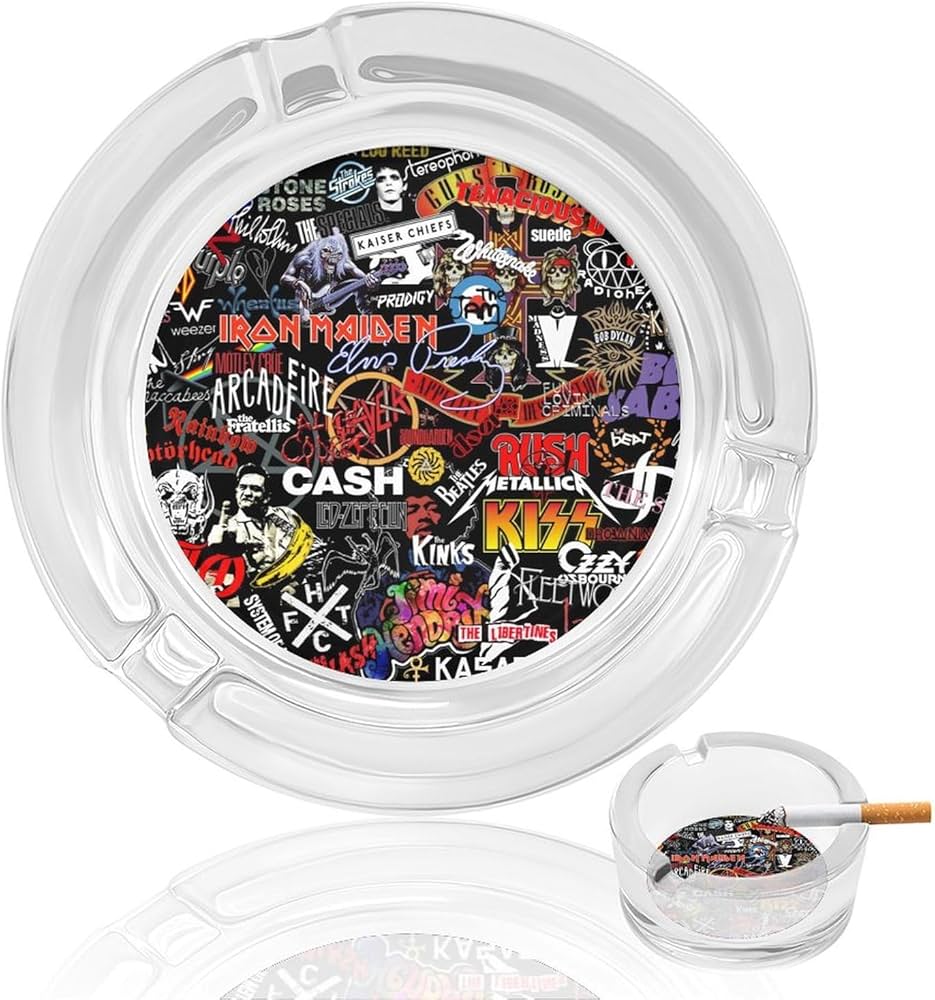 Amazon.co.jp: ガラス灰皿 スター ヘブン レトロ バンド ロゴ 灰皿