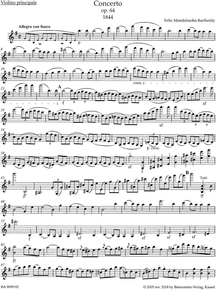 輸入楽譜／バイオリン（ヴァイオリン）／メンデルスゾーン