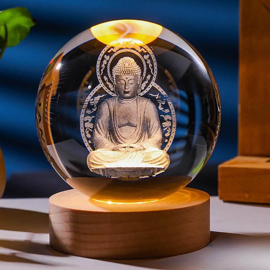 Amazon.co.jp: クリスタルボール 3D宇宙 水晶玉 観音菩薩 阿弥陀仏