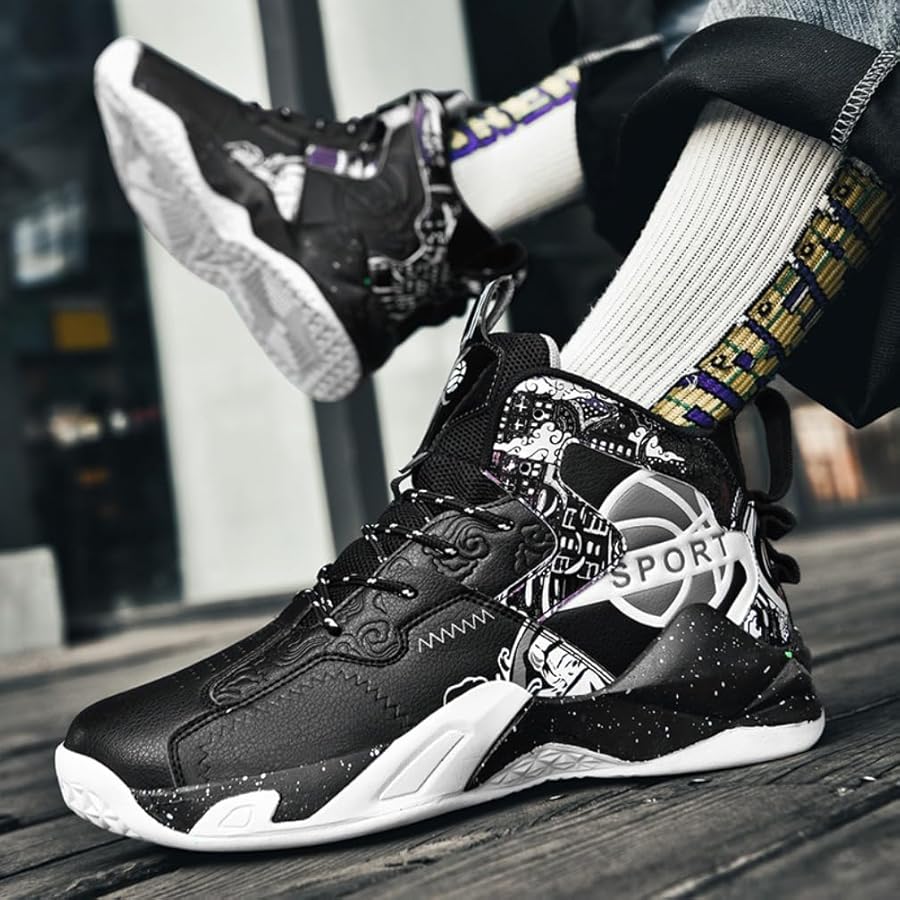 Amazon.co.jp: [Cosea] バスケットシューズ メンズ バッシュ 黒 白