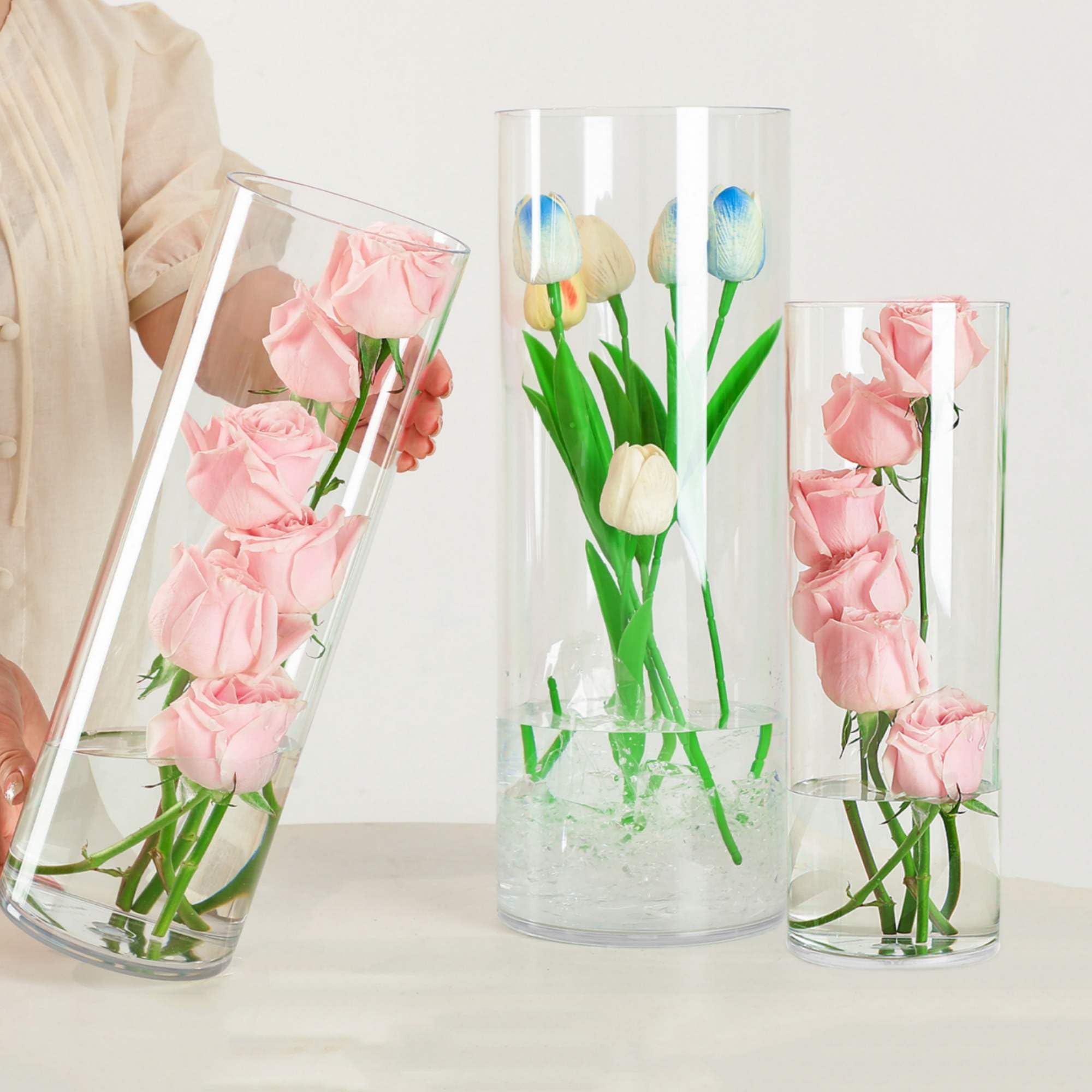 Amazon.com: Liotww Acrylic Cylinder Clear Vases, Tall Large