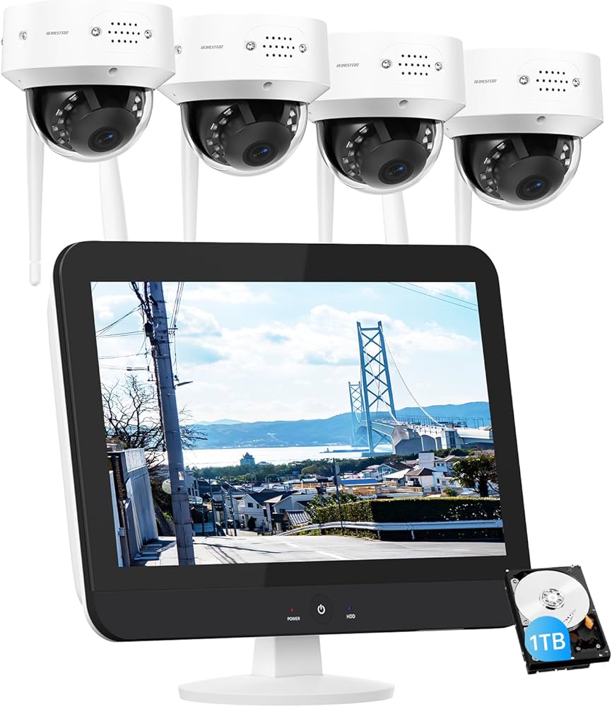 Amazon.co.jp: 防犯カメラ モニター付き 4台 500万画素 : DIY・工具