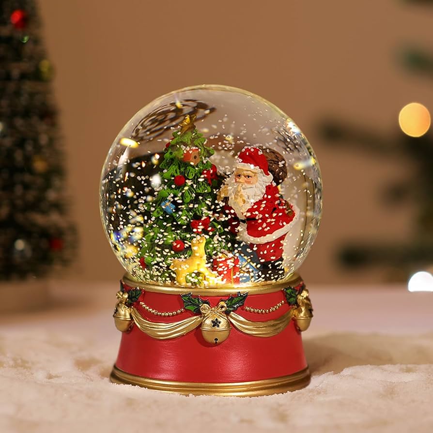 Amazon | Lewondr スノードーム サンタさんとクリスマスツリー 【自動