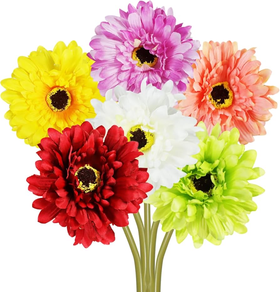 Amazon｜DIFEIUKI ガーベラ 造花 6本入 フェイクブーケ フェイク