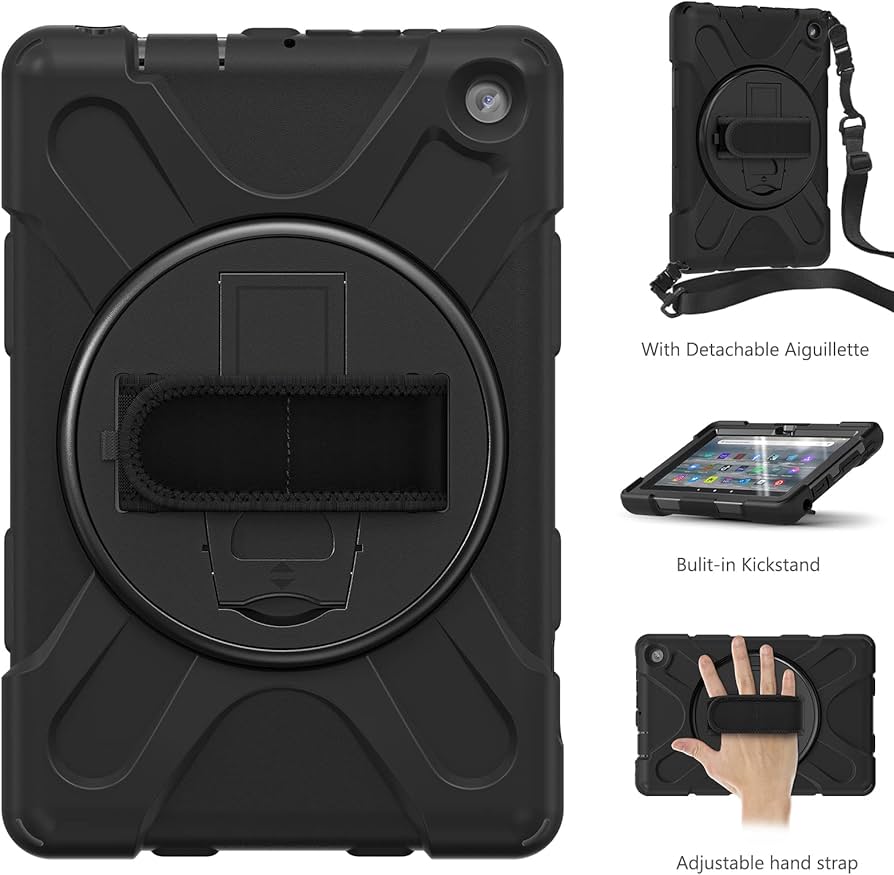 Amazon.co.jp: 360度回転式 Fire 7 （2022）ケース 肩掛け Fire 7 背面