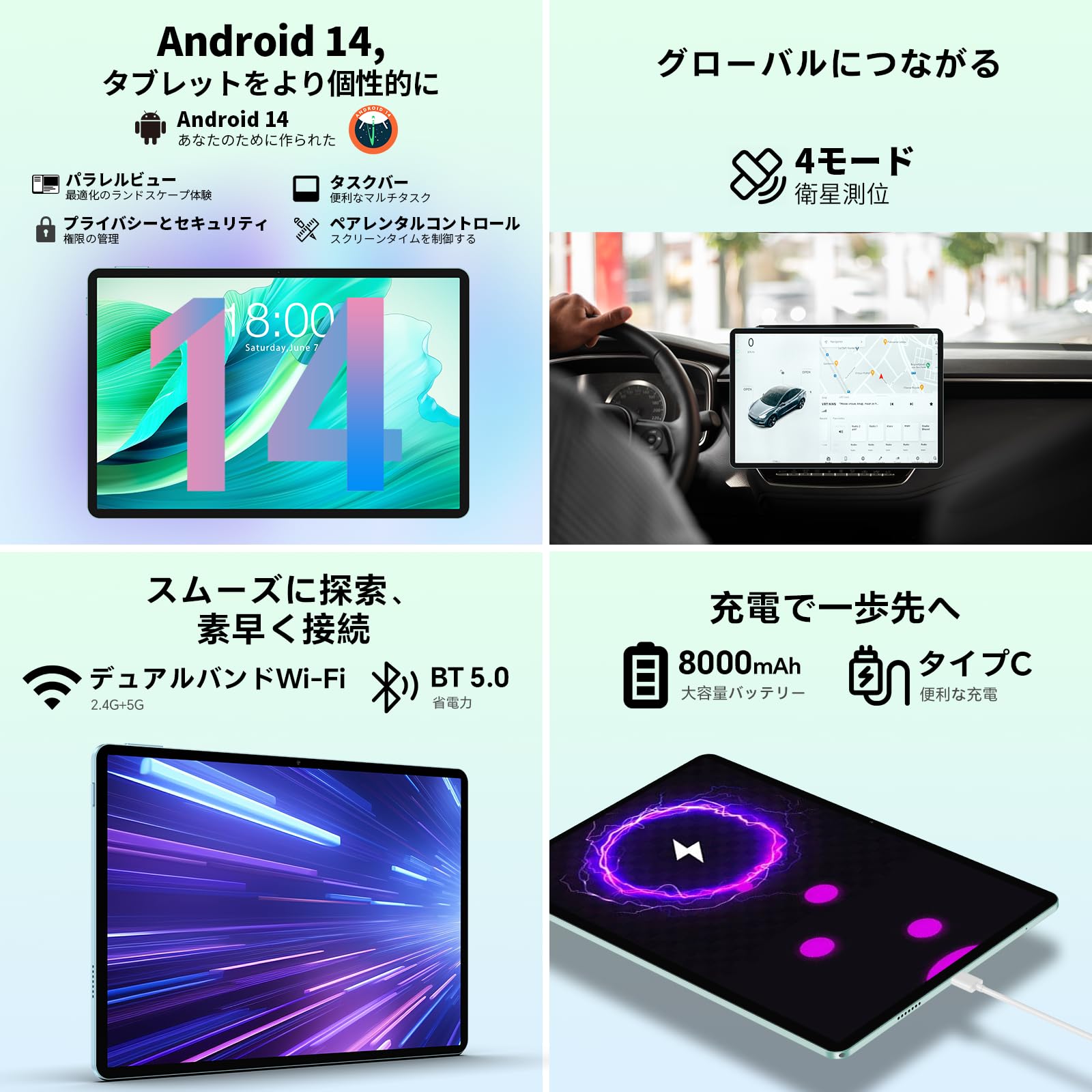 Amazon.co.jp: TECLAST P50S アンドロイド14 タブレット 11インチ wi
