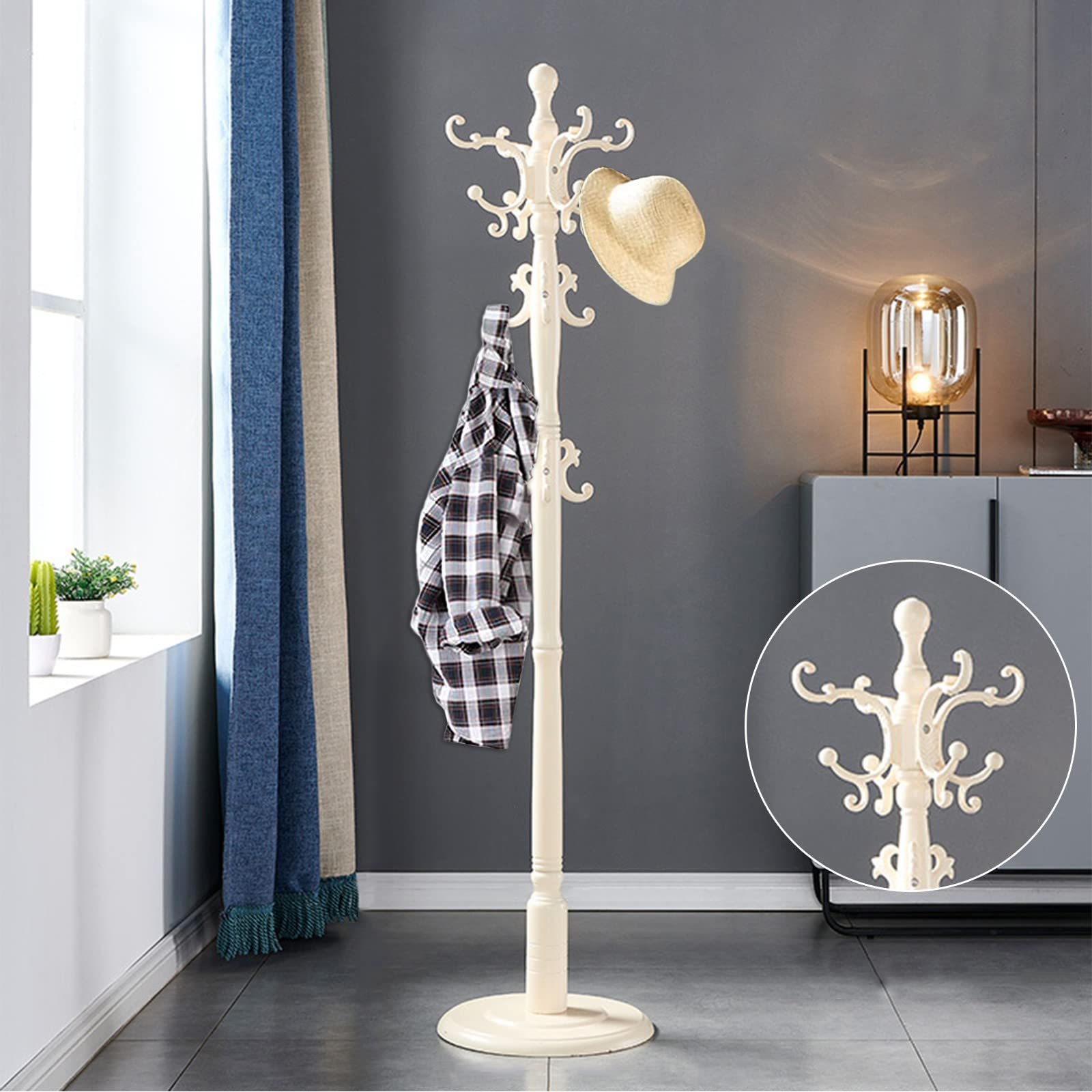 Amazon.co.jp: 帽子掛け、洋服掛け、木製ポールハンガー、コート