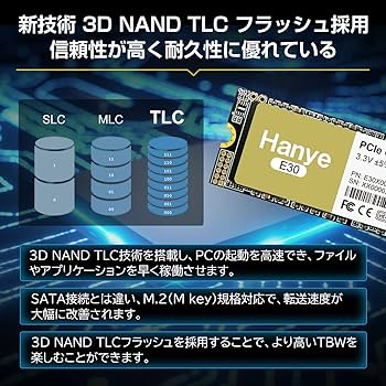 Amazon | Hanye 2TB 内蔵型SSD PCIe Gen3x4 NVMe M.2 2280 3400MB/s