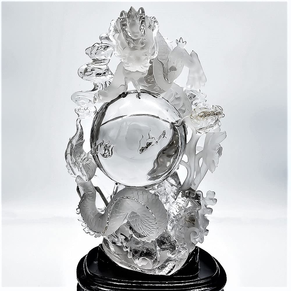 Amazon.co.jp: 龍 ドラゴン 水晶 クリスタル 一刀彫 彫刻 オブジェ