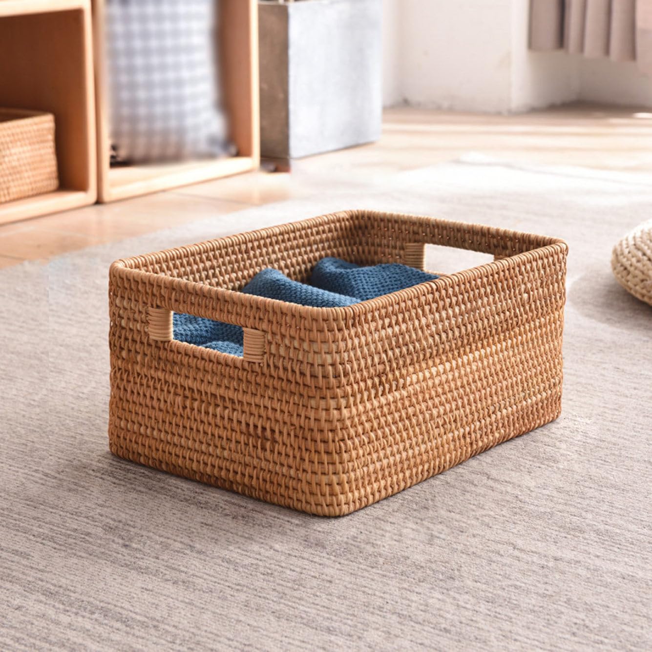 Amazon.co.jp: MJKQ9 収納かご 大容量 収納ボックス 蓋なし 籐 籐製