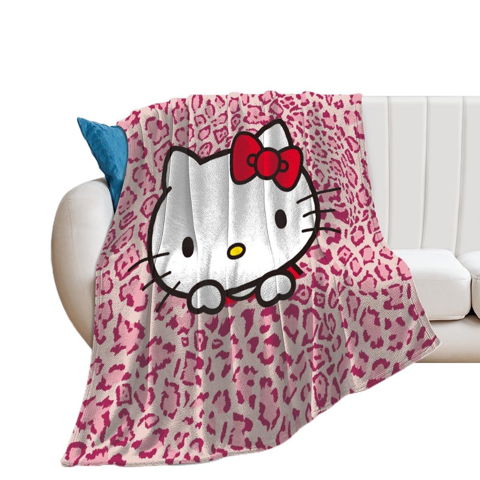 Amazon｜ブランケット ハローキティ ピンクのヒョウ柄 毛布 膝掛け