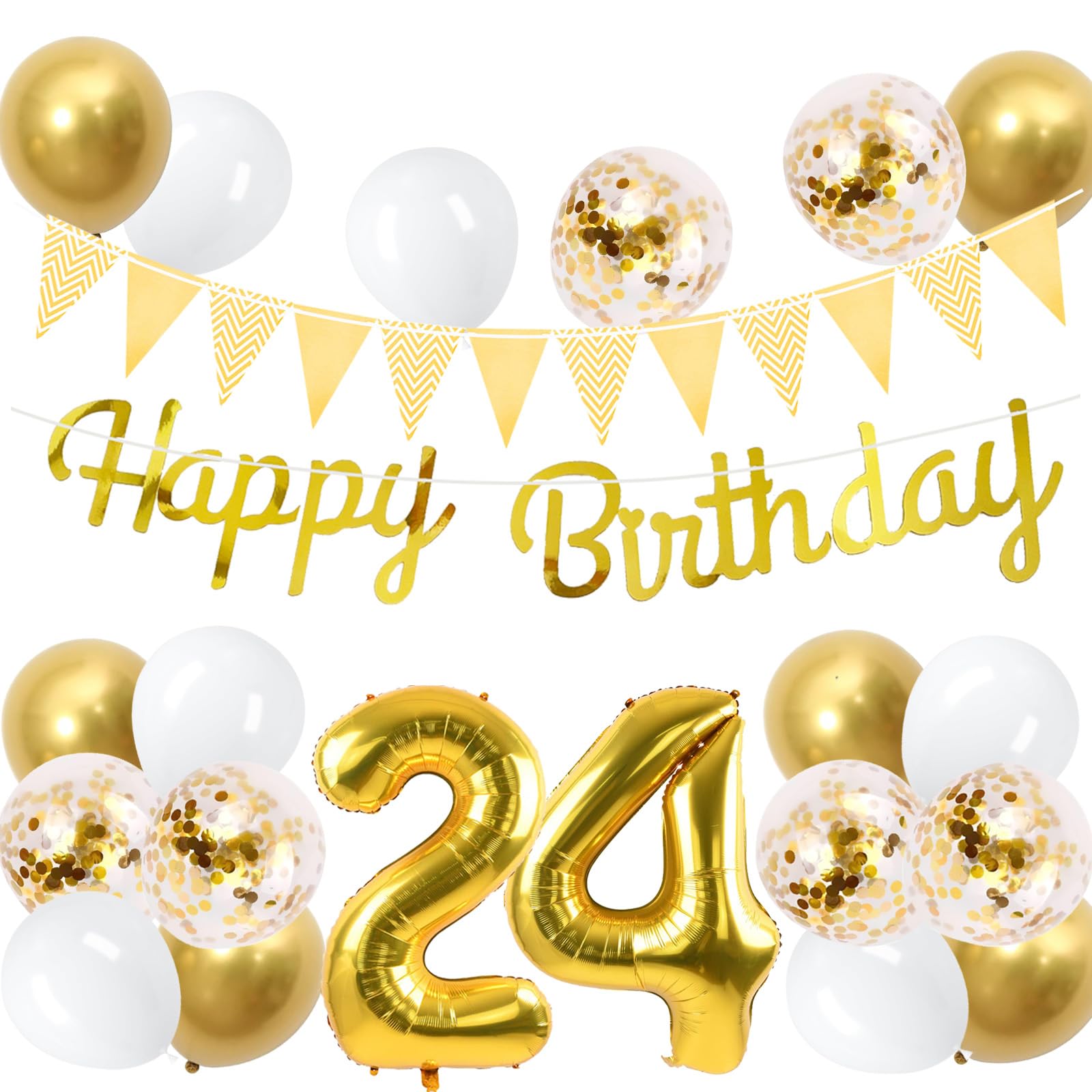 Amazon | 24歳 誕生日 バルーン 風船 セット 大きい 40inch ゴールド