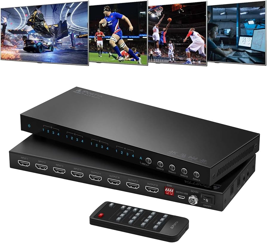 Amazon | PORTTA HDMI マトリックス 4入力 4出力 4K 60Hz 4イン 4