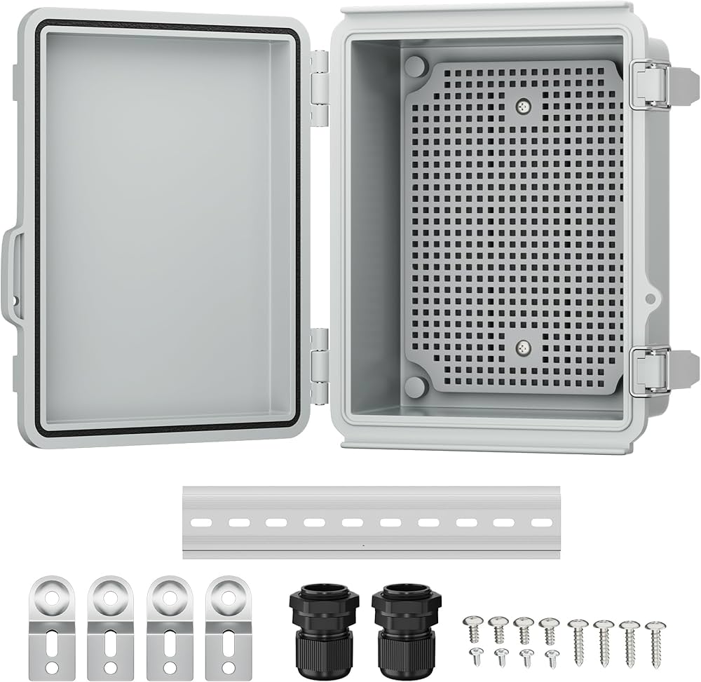 Joinfworld 6x6x4 Outdoor Electrical Box, IP67 Waterproof, Gray ABS