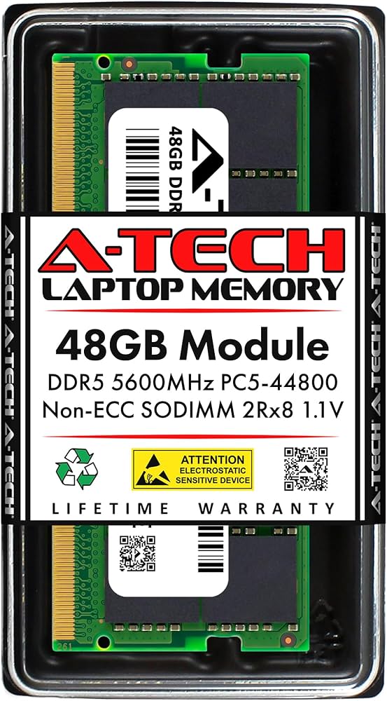A-Tech 48GB DDR5 5600MHz PC5-44800 CL46 SODIMM 2Rx8 Dual Rank 1.1V