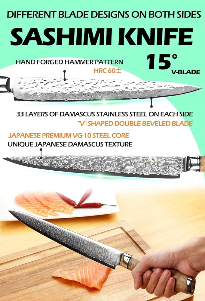 Amazon | YOUSUNLONG 刺身包丁 255mm - 柳刃包丁 - 剣型刺身包丁 両刃