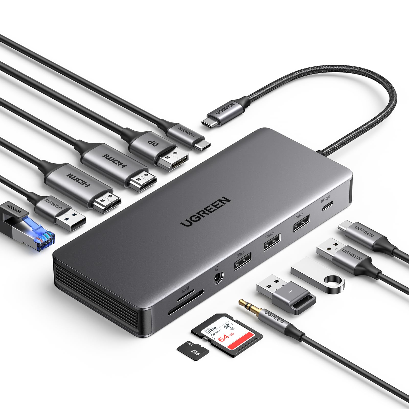 Amazon | UGREEN Revodok Pro 313 USB Cハブ 13 in 1 type c