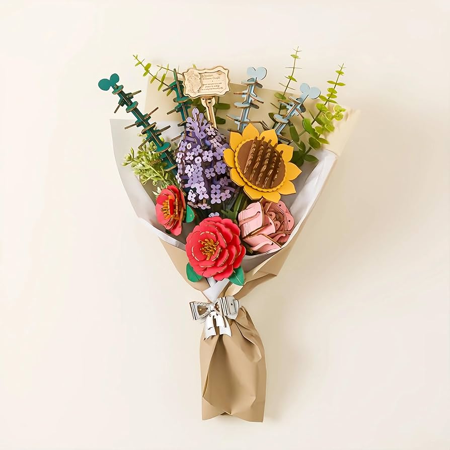 Amazon.com: ROBOTIME Forever Flowers Bouquet, Wooden Flower