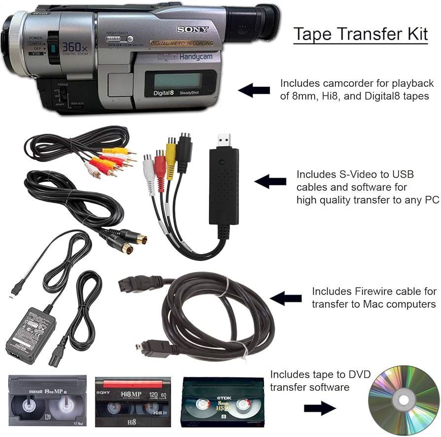Amazon.com : Sony Camcorder for 8mm Digital8 Hi8 Tape Transfer to