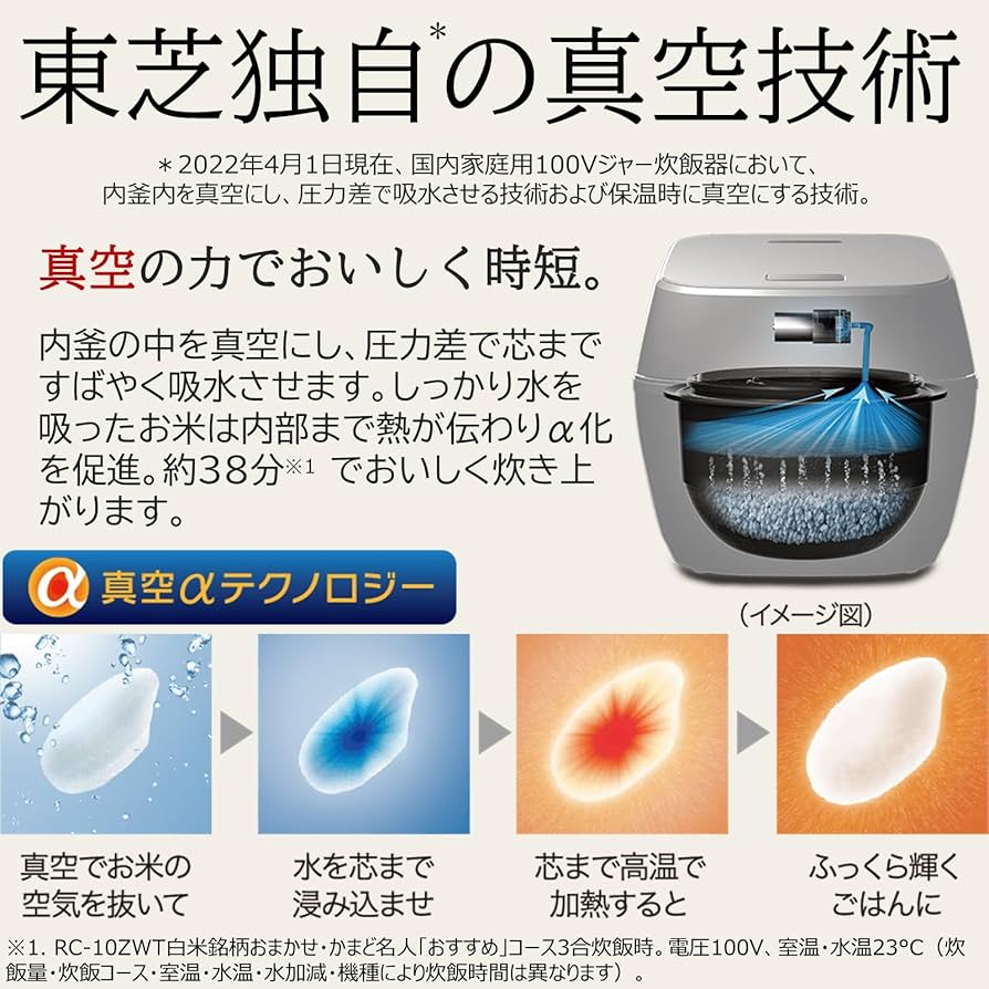 Amazon | 東芝 炊飯器 5.5合 真空圧力IH ジャー炊飯器 日本製 銘柄炊き
