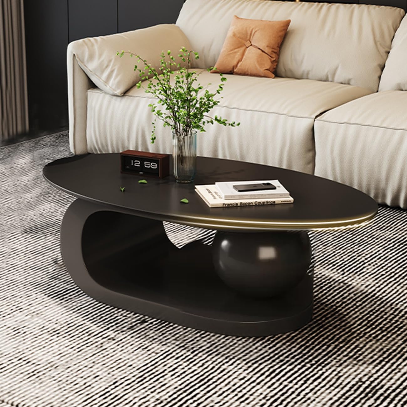 Amazon.co.jp: 楕円形のコーヒーテーブル ローテーブル 一人暮らし