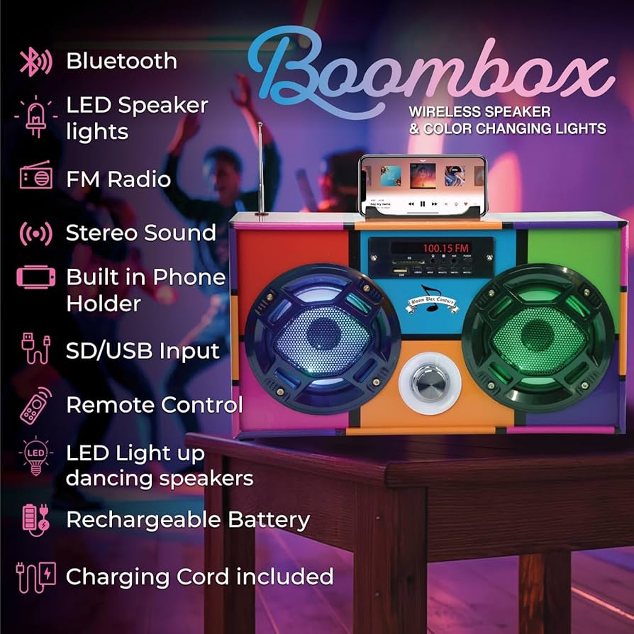 Amazon.com: Wireless Express - Mini Boombox with LED Speakers