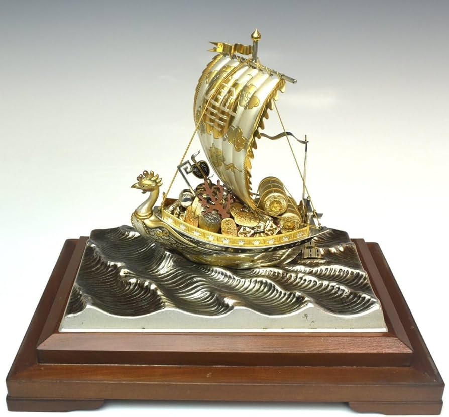 Amazon.co.jp: 趣楽 関武比古作 シルバー960 『鳳凰宝船置物』 船