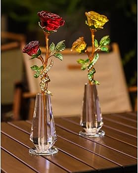 Amazon.co.jp: クリスタルガラス 造花 ガラスフラワー 薔薇 ローズ