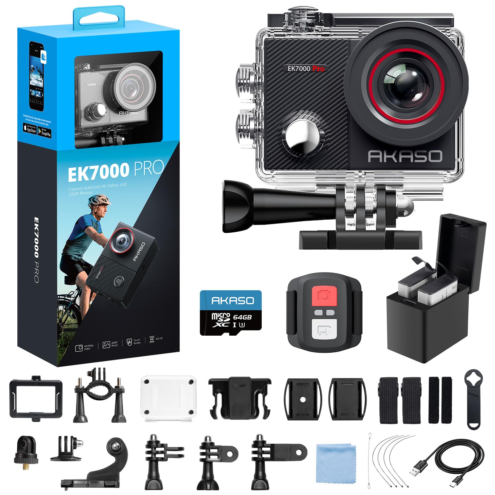 Amazon.com : AKASO EK7000 Pro 4K30fps Action Camera with 64GB