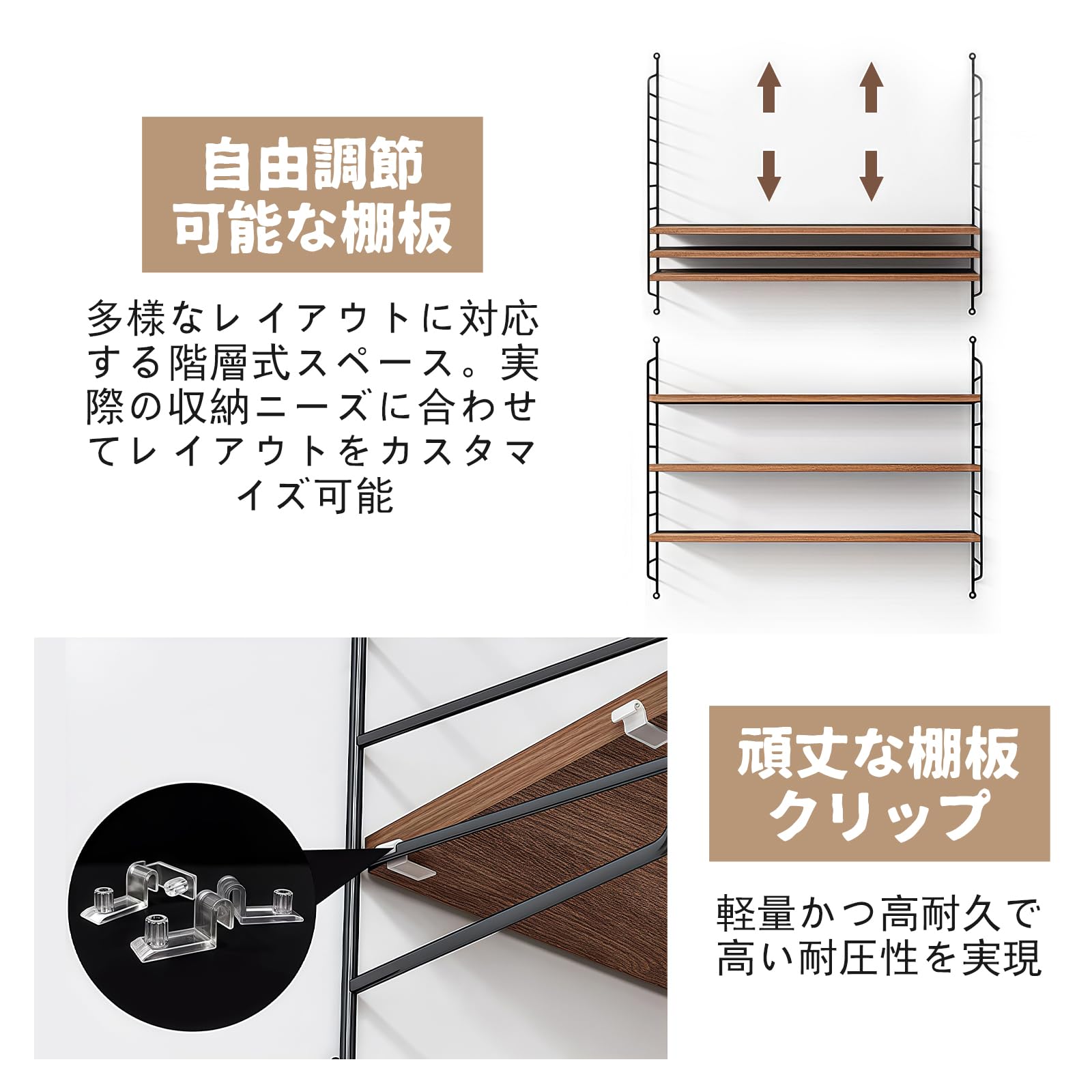 Amazon｜ウォールシェルフ 壁を傷つけない 壁掛け棚 3段 幅60 壁 棚