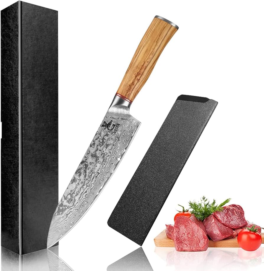 Amazon | VGTEN 牛刀包丁 包丁 ダマスカス V金10号 67層 両刃 切れる