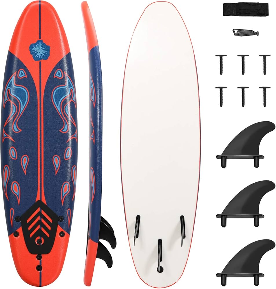 Amazon.com : GYMAX Surfboard, 6' Body Board with Removable Fins