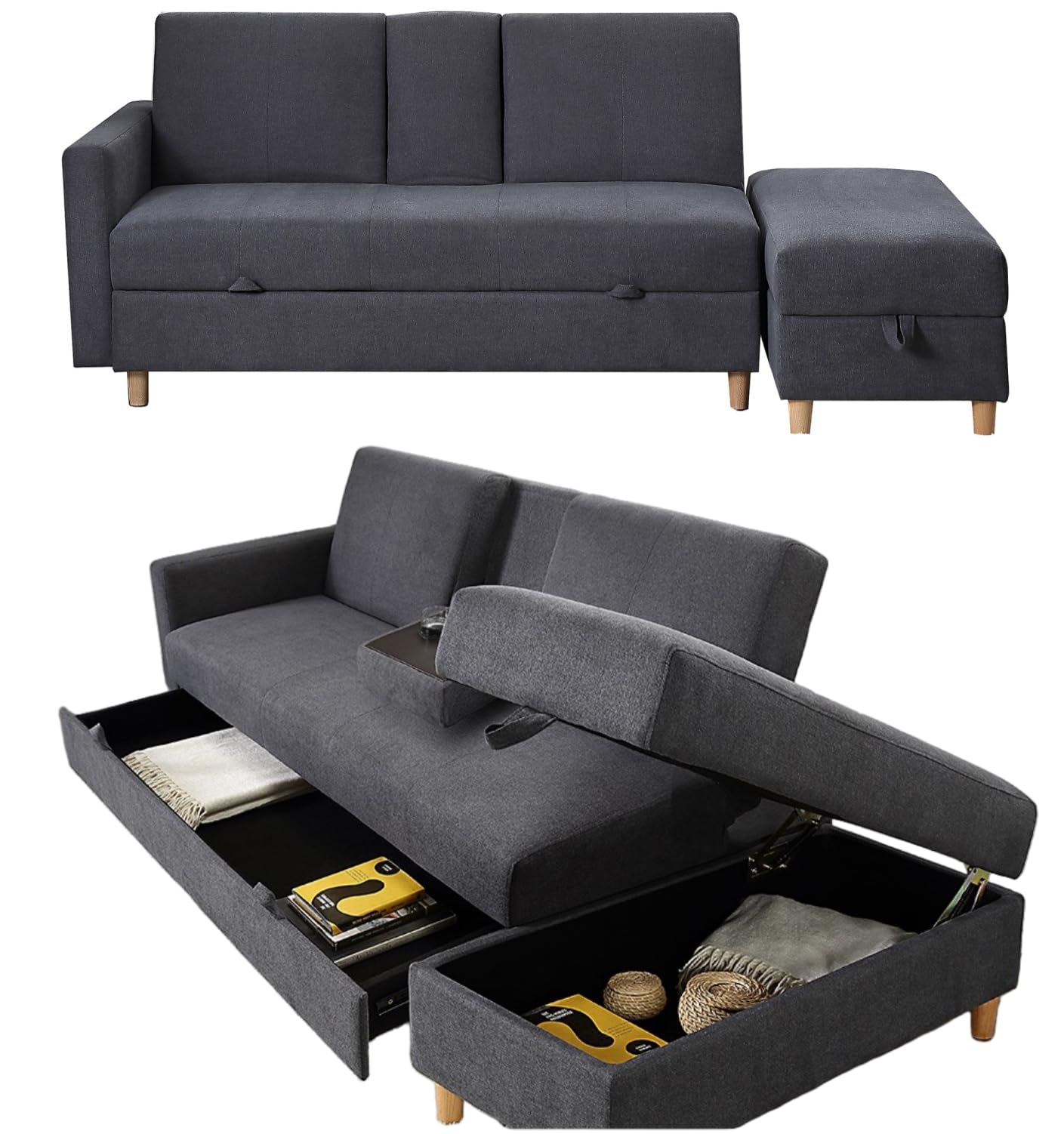 Amazon｜ソファー 3人掛け ソファーベッド 収納機能付き l字 ソファ