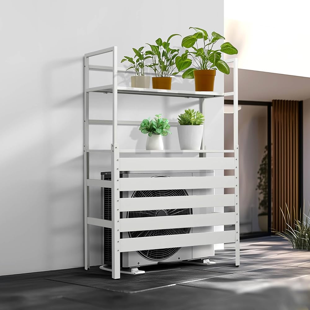 Amazon | エアコン室外機カバー 収納ラック 雨風に強い 日よけ 棚 収納